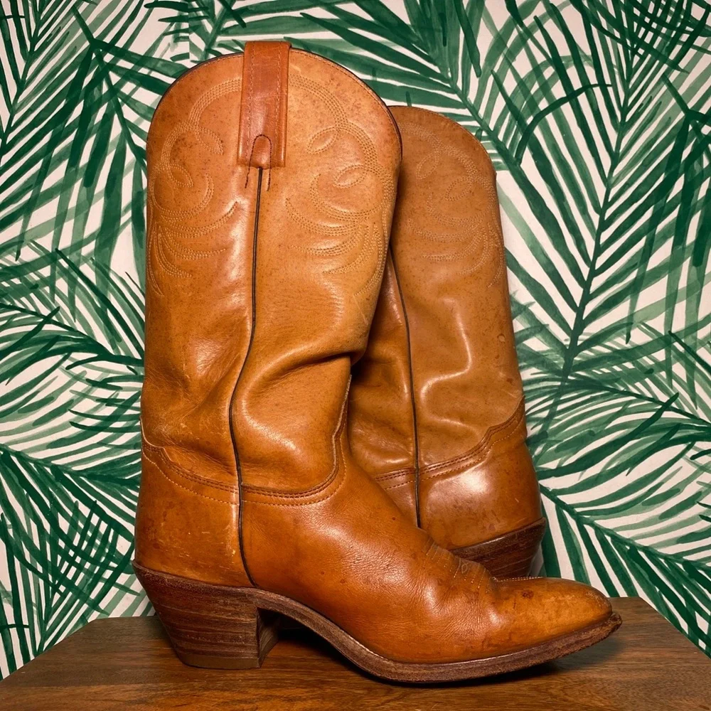 Frye Vintage Brown Leather Cowboy Boots Men’s 9.5 D USA - Picture 10 of 12